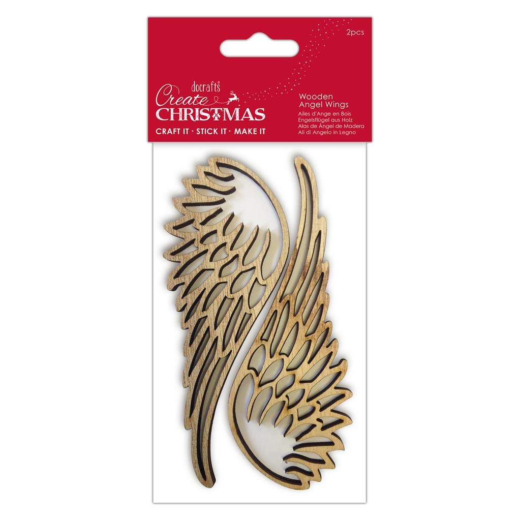 Create Christmas Wooden Angel Wings, Pack of 2, Suitable for Home, Wood Paint, Wooden Toys and Card Craft, Ideal for Christmas Decorations and Card Making Supplies