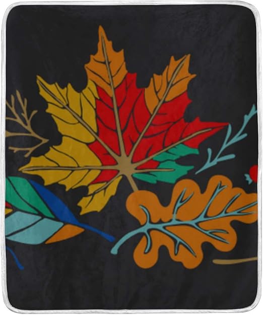 Amazon Com Zhrx Throw Blanket Set Autumn Leaves Cartoon Style Cute Soft Blanket Warm Plush Blanket For Sofa Chair Bed Office Gift Best Friend Women Men 50 X60 Baby Kitchen Dining