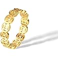 munone Feng Shui Ring Copper Coin Ring for Women Men,18k Gold Plated Titanium and Stainless Steel Lucky Wealth Money Band