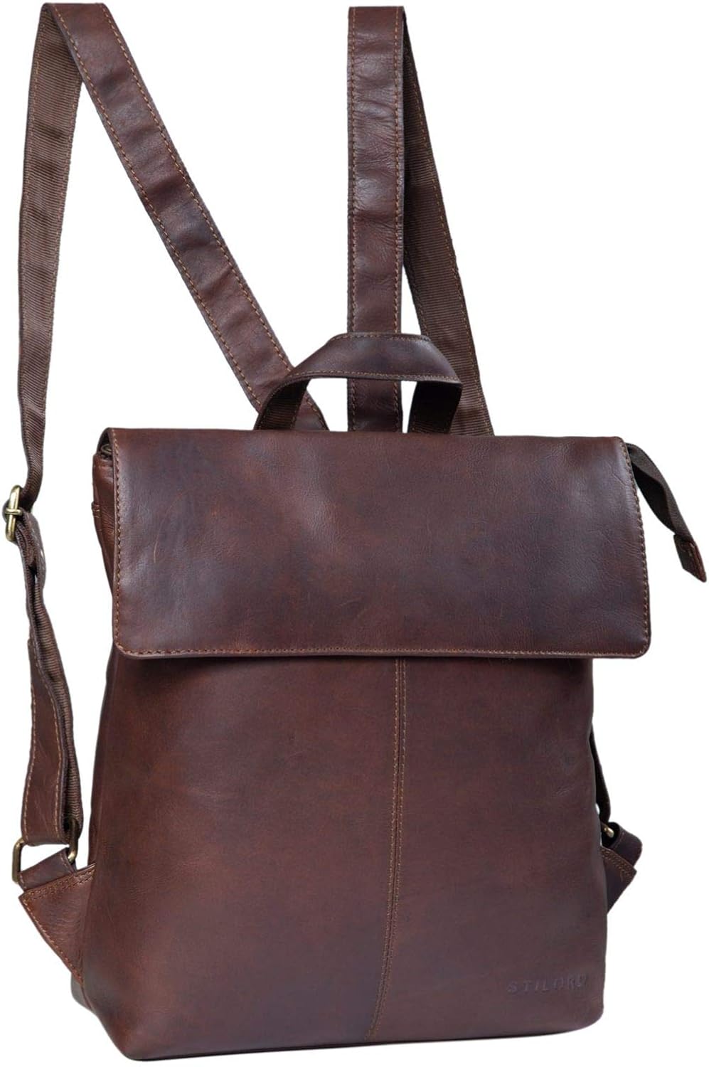 STILORD "Charlie" Vintage Leather Backpack Brown Satchel for Women Men Unisex Daypack for 13,3 Inch MacBook Laptop Rucksack in Genuine Leather Colour:Cognac Dark Brown - Image 4