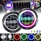 4XBEAM 7 Inch RGB Halo LED Headlights for Jeep Wrangler JK LJ TJ CJ Hummer H2 H1 Sahara Sport Rubicon | DOT Approved