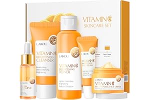 NEW IRVEN Skincare Gift Set for Teenage Girls,Vitamin C Skin Care Set - 5 Piece Gentle Skin Cleaning & Care Travel Size Kit With Cleanser, Toner, Face Serum,Eye Cream,Face Cream Brighten Face Skin Care Kit