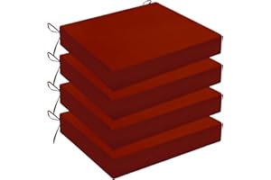 Wellsin Outdoor Chair Cushions for Patio Furniture - Outdoor Cushions for Chairs - Water Resistant Patio Chair Cushions Set of 4, 18.5"X16"X3", Brick Red
