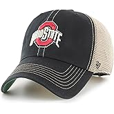 47 NCAA Trawler Primary Logo Team Color Mesh Trucker Clean Up Adjustable Hat, Adult One Size Fits All - Ohio State Buckeyes Black
