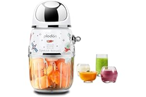 Plodon Baby Food Maker Mini Cute and Small Food Processor Puree Blender Grinder Chopper 1.2 Cup Glass Bowl with 6 Blade Electric (Spaceman-White(One Bowl))