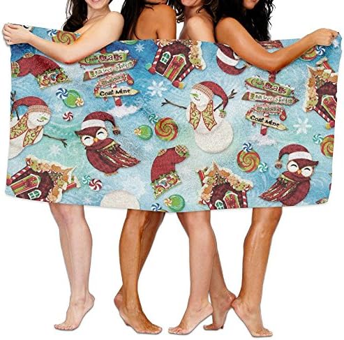 Oh Snow!Owl Snowman Chirsmas Adult Soft Microfiber Printed Beach Towel For Swimming,surf,Gym,spa 80cm x 130cm,highly Absorbent