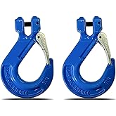 Hyecen 2 Pack G80 Clevis Slip Hook,3/8" Heavy Duty Chain Hooks,Forged Tow Trailer Safety Hook with 6900Lbs Work Load Limit Capacity for Hauler Hitches Wrecker Truck,Clevis Grab Winch Hooks for Lifting