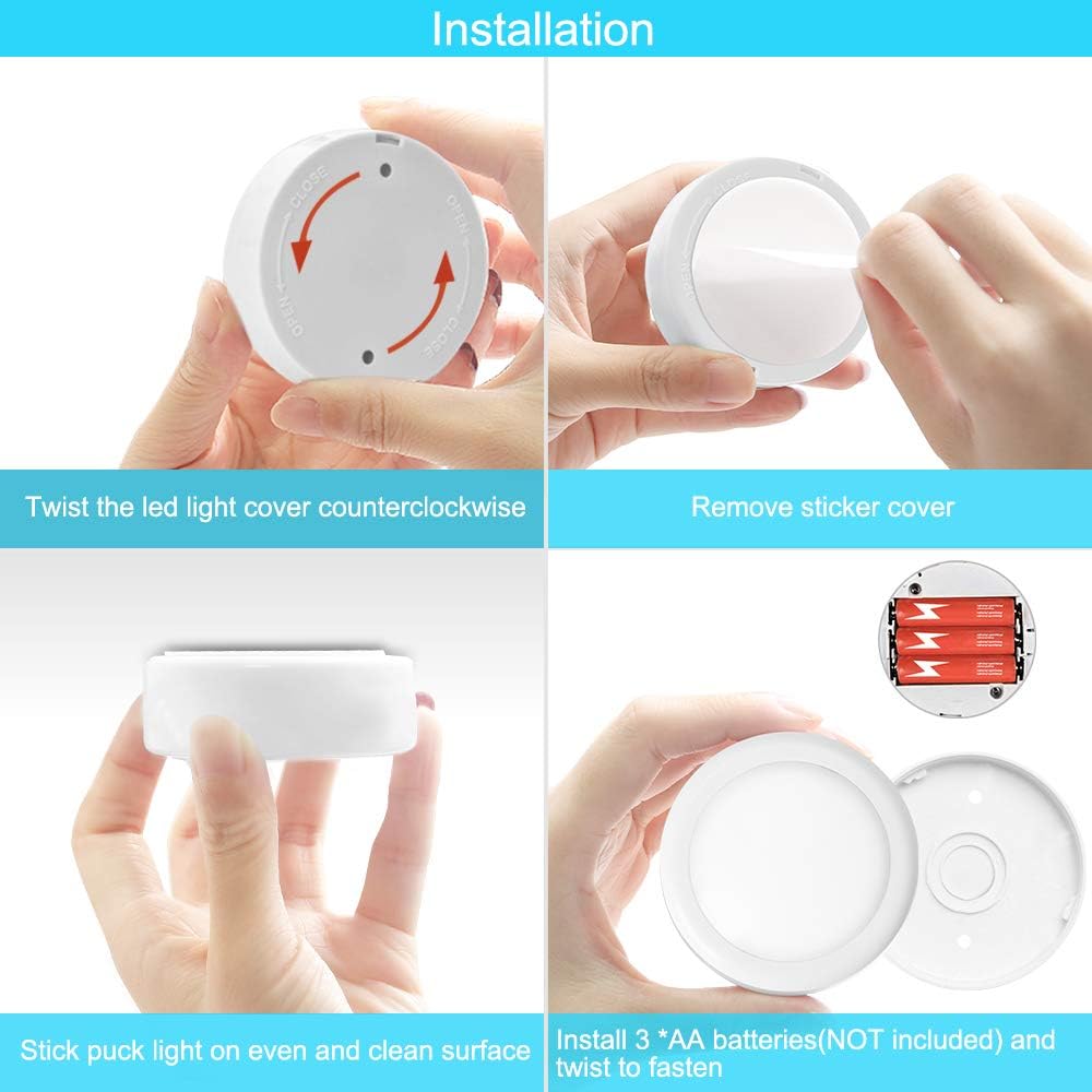 Cadrim Puck Lights, LED Color Changing Puck Lightings and Dimmable Under Cabinet Lights Battery Powered Under Counter Lights with 2 Wireless Remote Controls for Kitchen(6 Pack) - - 
