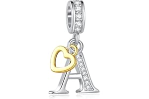 LSxAB A-Z Letter Charm for Pandora Charms Bracelets Gold Heart Silver Alphabet Initial Dangle Bead Jewelry Gift for Women