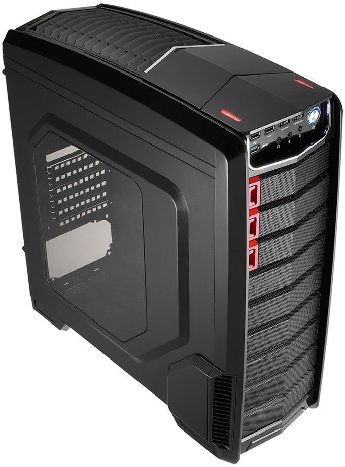 Aerocool GT-A Midi Tower Gaming Case with 12cm Red LED Fan & USB3 - Black