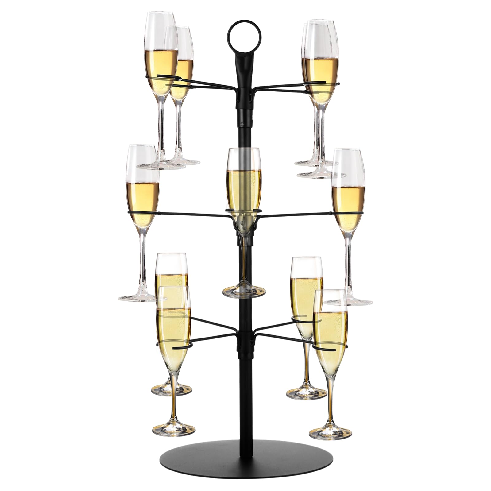 Lnrueg 3 Tier Cocktail Tree Stand - 12 Holders Wine Glass Holder Stand, High-footed Metal Hanging Rack