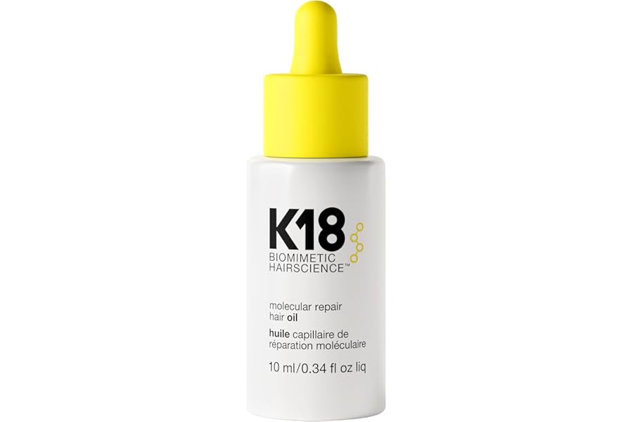K18 Molecular Repair Hair Oil, Weightless Oil for Stronger, Healthier Hair, Suitable For All Hair Types, 0.34 Fl Oz