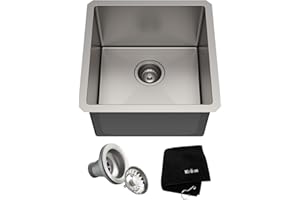 Kraus KHU101-17 Standart PRO 16 Gauge Undermount Single Bowl Kitchen Sink, 17 Inch, Stainless Steel