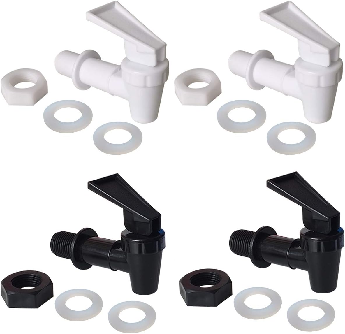 Replacement Cooler Faucet 2 White and 2 Black Water