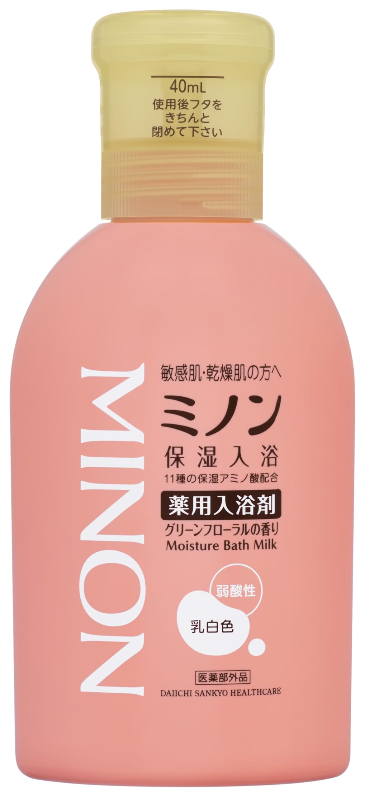 ミノン薬用保湿入浴剤 本体ボトル 480mL（約12回分） 薬用入浴剤 敏感肌 荒れ症、しっしん 保湿 乾燥対策 弱酸性 低刺激性 【医薬部外品】商品画像