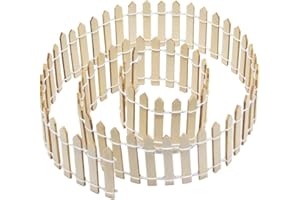 Prsildan 40 Inches Miniature Fairy Garden Fence, DIY Wood Picket Fence Mini Ornament for Home Garden