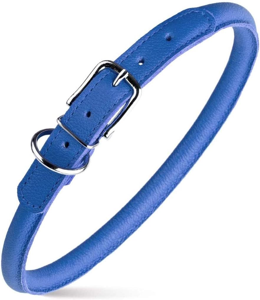 Dogline Rolled Leather Dog Collar for Small, Medium and