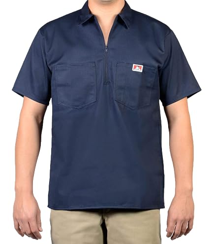 Amazon.com: Ben Davis Men's Short Sleeved Half Zipper Work Shirt
