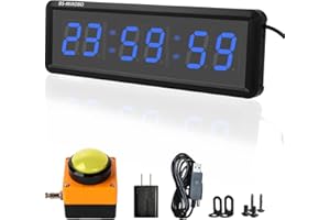 BS-MIAOBO Independent Button Type 1.5-inch Fitness Room Rest Timer, Suitable for Gym Exercise/School/Home Exercise/Boxing Gym/Indoor Rock Climbing (1.5 inch 6-Digit Blue)