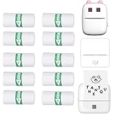 10 Rolls 57 x 25 mm Sticker Printer Paper,Self-Adhesive Compatible with Most Mini Portable Printers. Thermal Paper for Most Camera Paper Roll Refill(White)