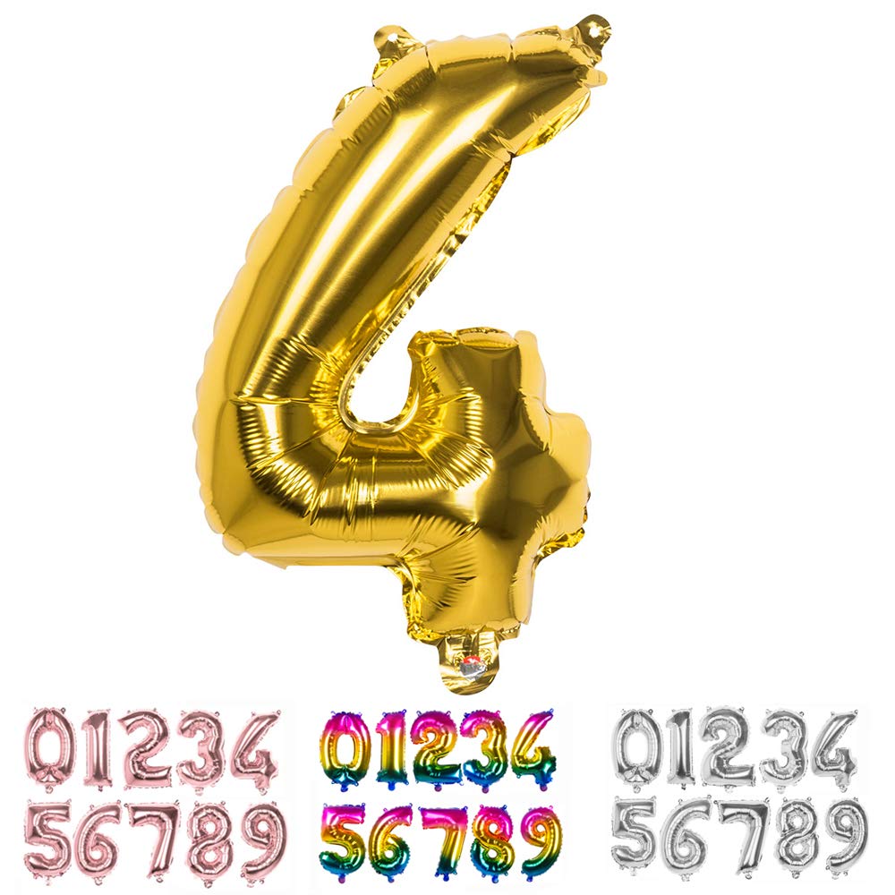 Mylar Balloon Number '4' (36cm), Gold, 10130611