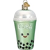 Old World Christmas Boba Tea Glass Blown Ornament for Christmas Tree, Handcrafted Holiday Decoration, Tea Collection