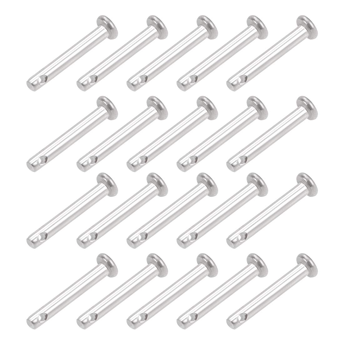 sourcing map Single Hole Clevis Pins - 3mm X 20mm Flat Head 304 Stainless Steel Link Hinge Pin 20Pcs
