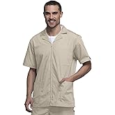 Cherokee Men's Zip Up Jacket, Traditional Fit Lapel Collar with Half Sleeves 4300