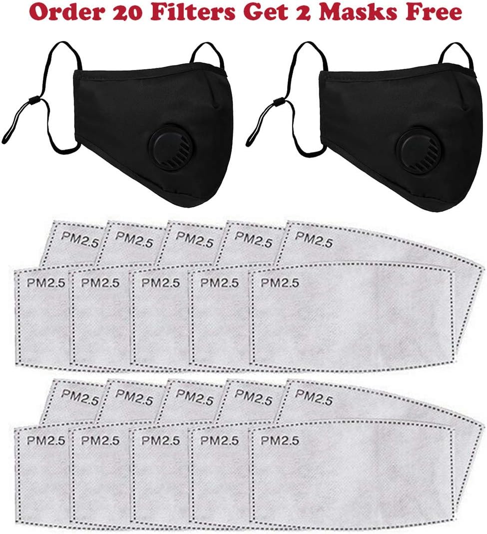 PM2.5 Activated Carbon Filter Replaceable Anti Haze Filter Paper for Mask Anti Pollution Washable Cotton for Adult (20)