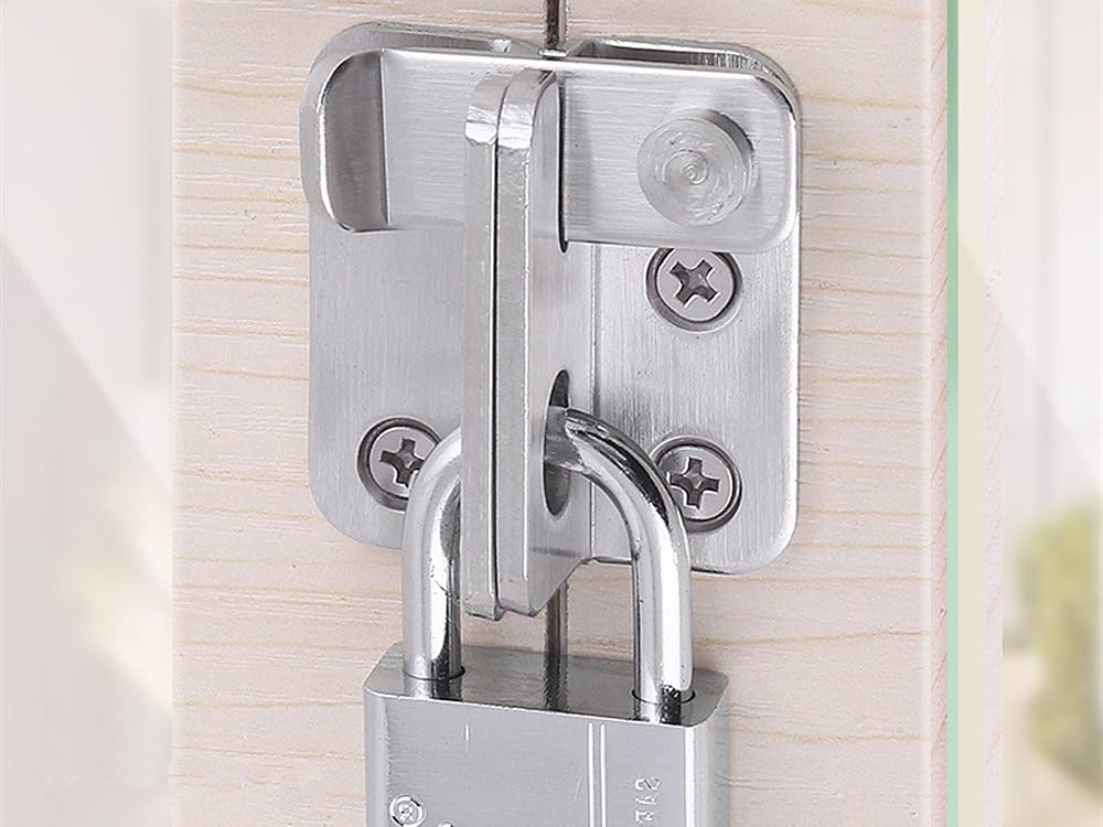 YUOIP® 1.8" Hasp Latch Gate Bolt Lock Gate Latch Door Bolt Stainless Steel Padlock Right Open Small Door Latch for Locking Window Mailbox Closet (1 Pack) - Image 3