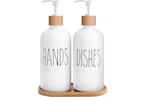 MOMEEMO White Soap Dispenser Set, Contains Hand and Dish Soap Dispenser, Suitable for Kitchen Decor. (White)