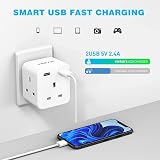 VINTAR 5 in 1 UK Plug Adaptor with 2 USB Ports, 3 Way Extension Socket UK view 4