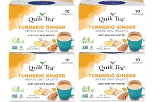 QUIK TEA QuikTea Chai Tea Latte, Tumeric Ginger, 34 Oz, 10 count (Pack of 4)