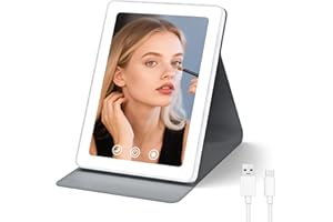 VENIGO Portable LED Makeup Mirror with Rechargeable 1800mAh Battery, 2 Light Settings, USB-Powered Travel Vanity Mirror