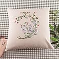 ATOLY Embroidery Kit with Blue Flower Pattern Pillowcase Cover, Instruction, Drawings, for Pillow Cover, Cushion Cover - 17×17 Inches