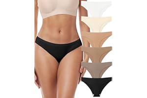 PURILINE Seamless No Show Underwear Women 6 Pack Low Rise Soft Comfort Thin High Cut String Bikini Panties Silky Thongs Tanga