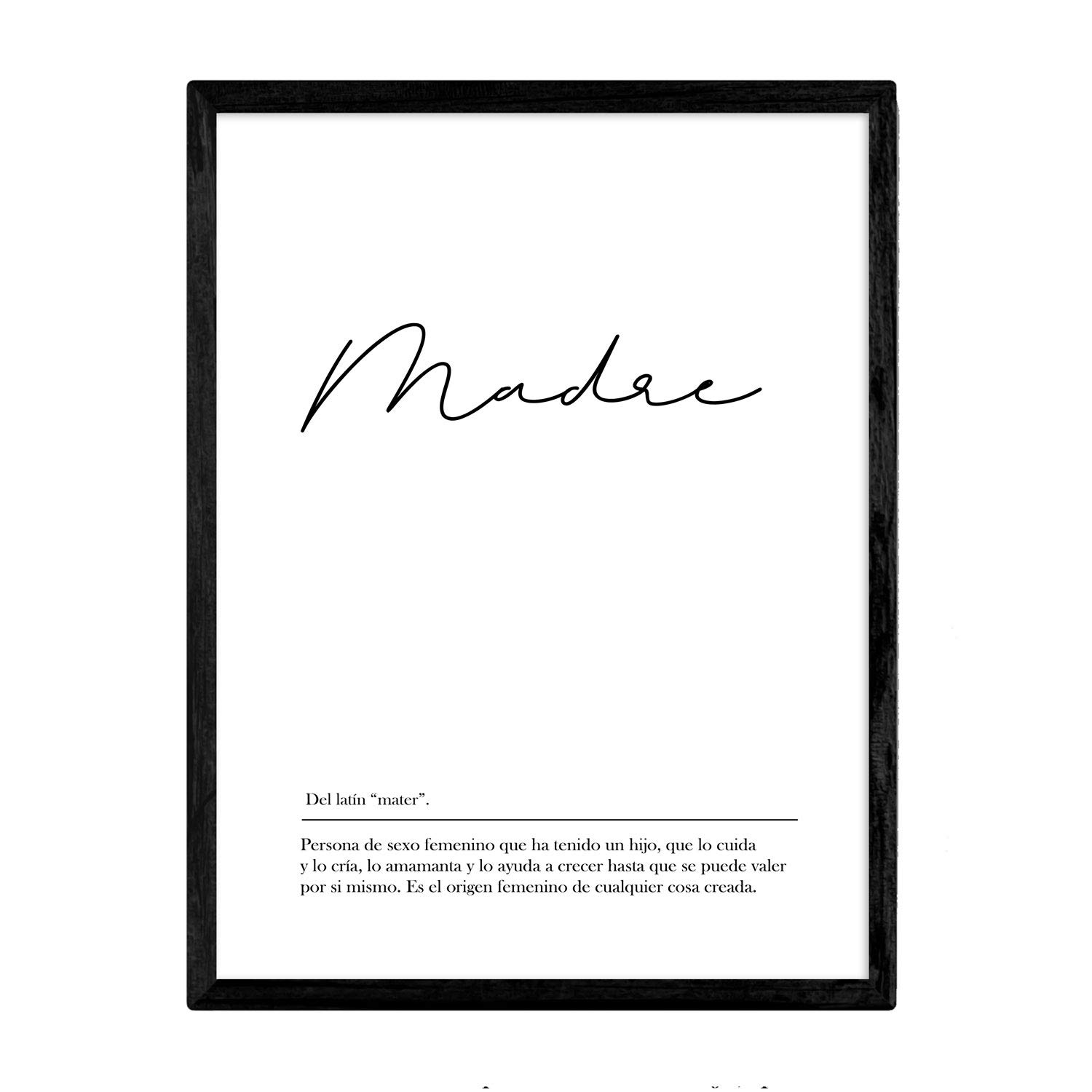 Nacnic Lmina con la definicin de la palabra Madre en tamao A3 sin marco con Fondo Blanco nrdico