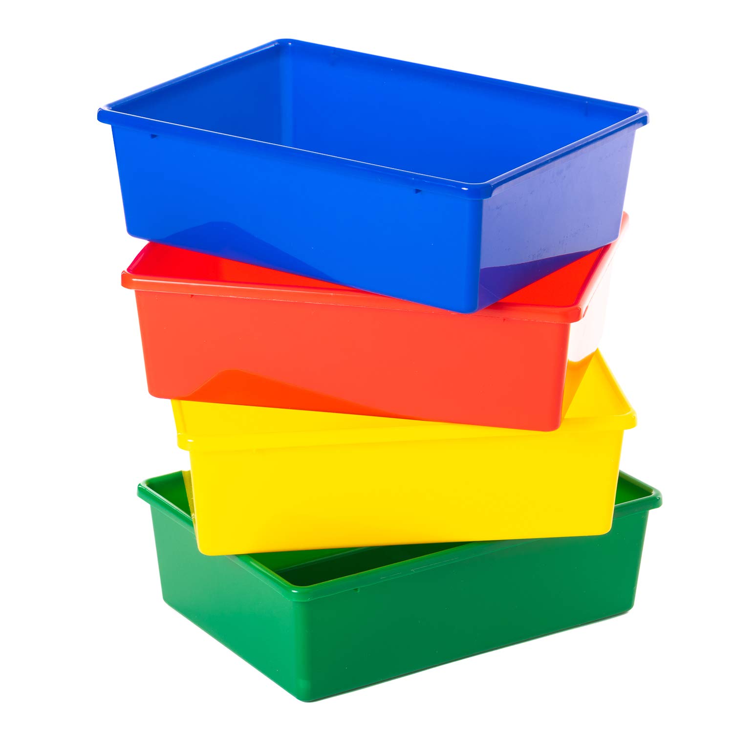Gatton Design Storage Baskets Set of 4, Multiple Colour Plastic Boxes for Shelves, Kitchen, Cupboard, Bathroom, Office, School & Home Organiser, 41.5cm (L) x 29.5cm (W) x 12.5cm (H), Size Large