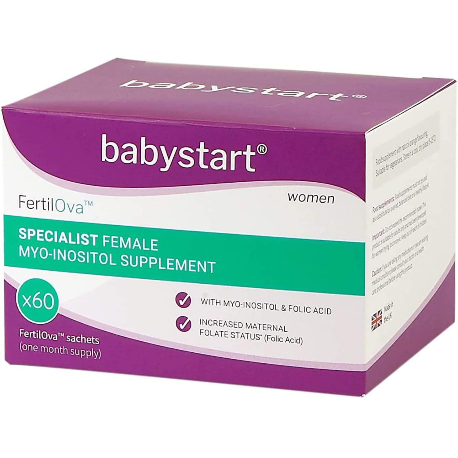 Babystart FertilOva Fertility Supplement, Help with Conception for Women - for Female use (60 sachets)