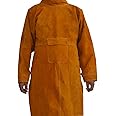 QEES Leather Welding Jackets 103CM Length Long Welding Apron, Flame Resistant Welder Clothes Coat with Sleeves, Wear-resistant Anti-scald Welding Cape for Most Men WQ23