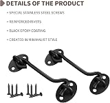 TOPYWMSP Hook and Eye Latch Stainless Steel Door Lock 2-Pack Black 75mm view 3