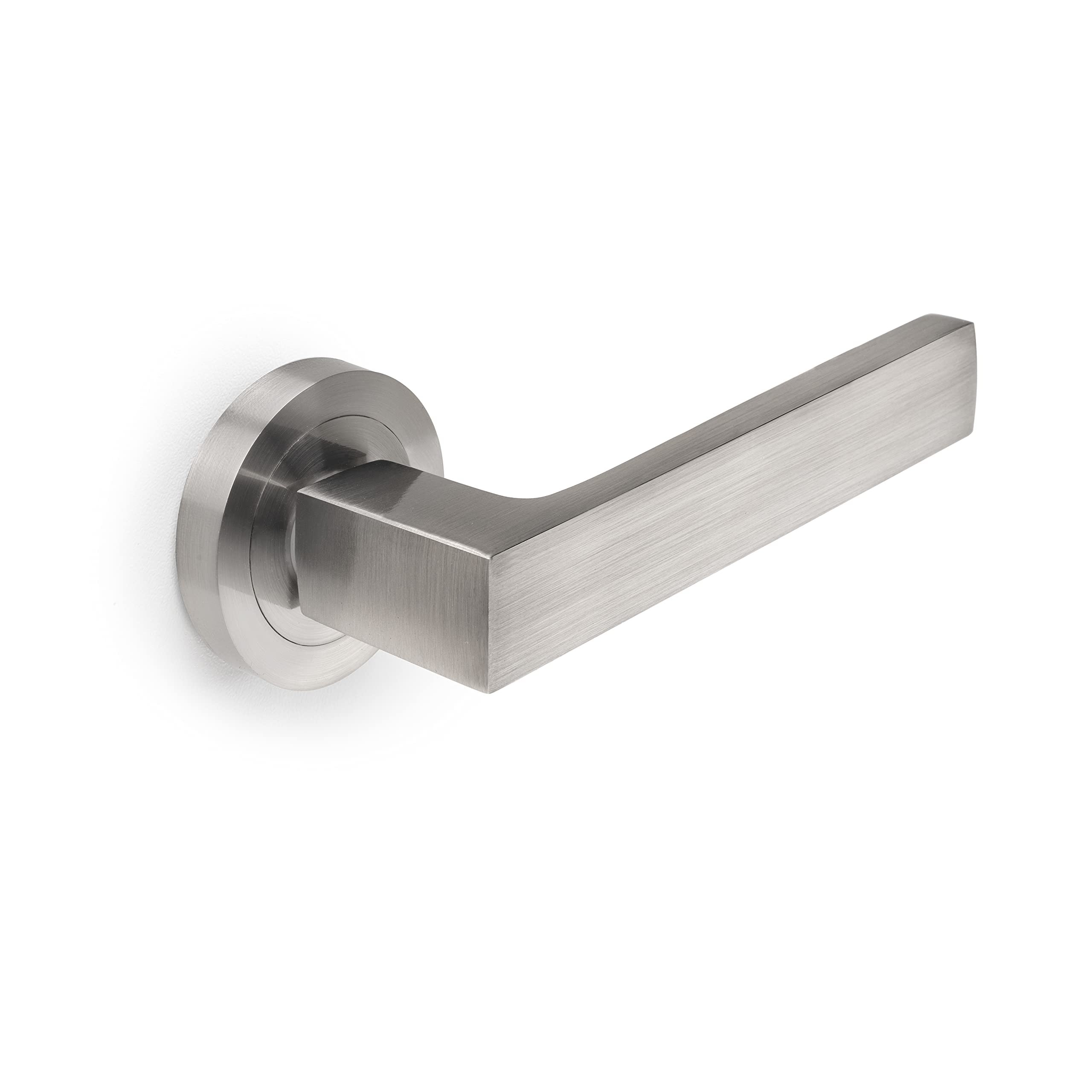 Emuca - Internal Door Handles, Set of Internal Door Handles with D.50 mm (1,96 inch) Rose, Aluminium, Satin Nickel.