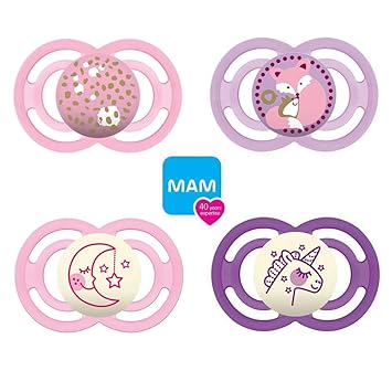 MAM Perfect Day & Perfect Night Schnuller 6-16 Girl // 4er Set // inkl. 4 Sterilisiertrasportboxen