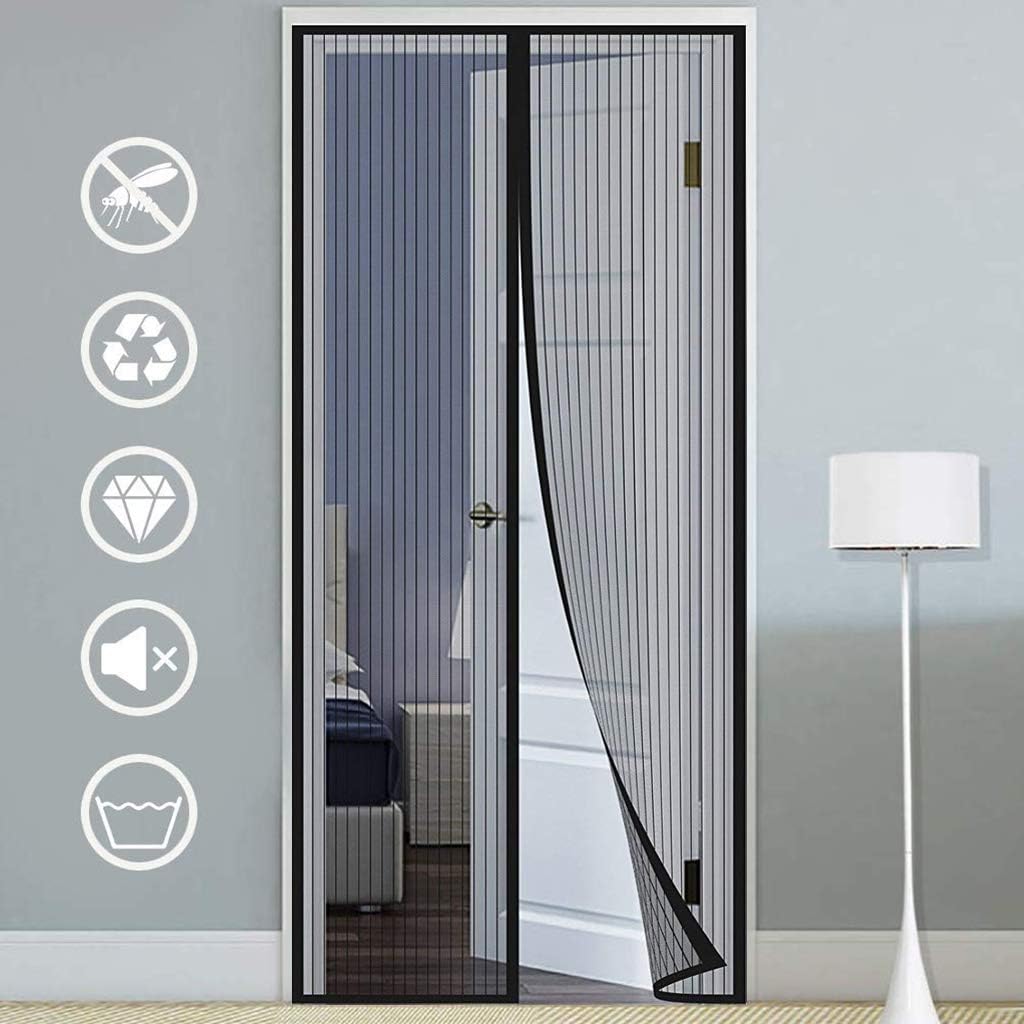 HMHD Fly Screens For Doors Insect Mesh Curtain Self-Closing Magnetic Mesh Screen Door Insect Proof for Children'S Room, Sliding Door, Pet Screen Door - Black 105x240cm(41x94inch)