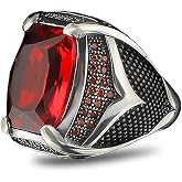 925 Sterling Silver Men's Ring with Garnet Stone, Handmade Garnet Stone Silver Ring, Gift for Him, Anniversary Gift