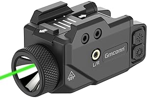 Gmconn 800 Lumen Tactical Flashlight Green Red Blue Laser Light Combo, Rechargeable Pistol Light with Strobe Function (Green Laser)