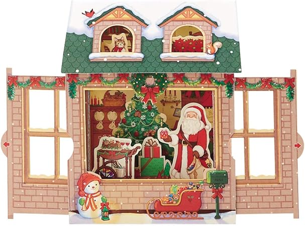 Amazon Co Jp サンリオ Sanrio クリスマスカード 洋風 立体 ポップアップ 家の中にサンタ S7170 文房具 オフィス用品