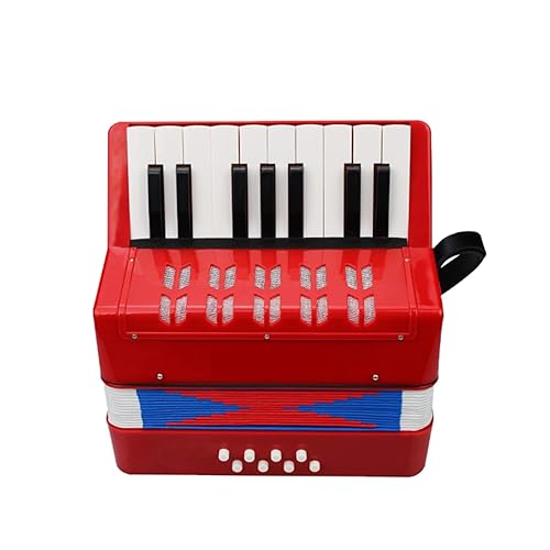Btuty Accordion 17 Keys 8 Bass Piano Musical Instrument for Beginner Birthday Gift (Red)