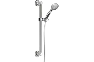 Delta Faucet 9-Spray Slide Bar Hand Held Shower with Hose, Chrome Handheld Shower Head, Slide Bar Hand Shower, Handheld Showe