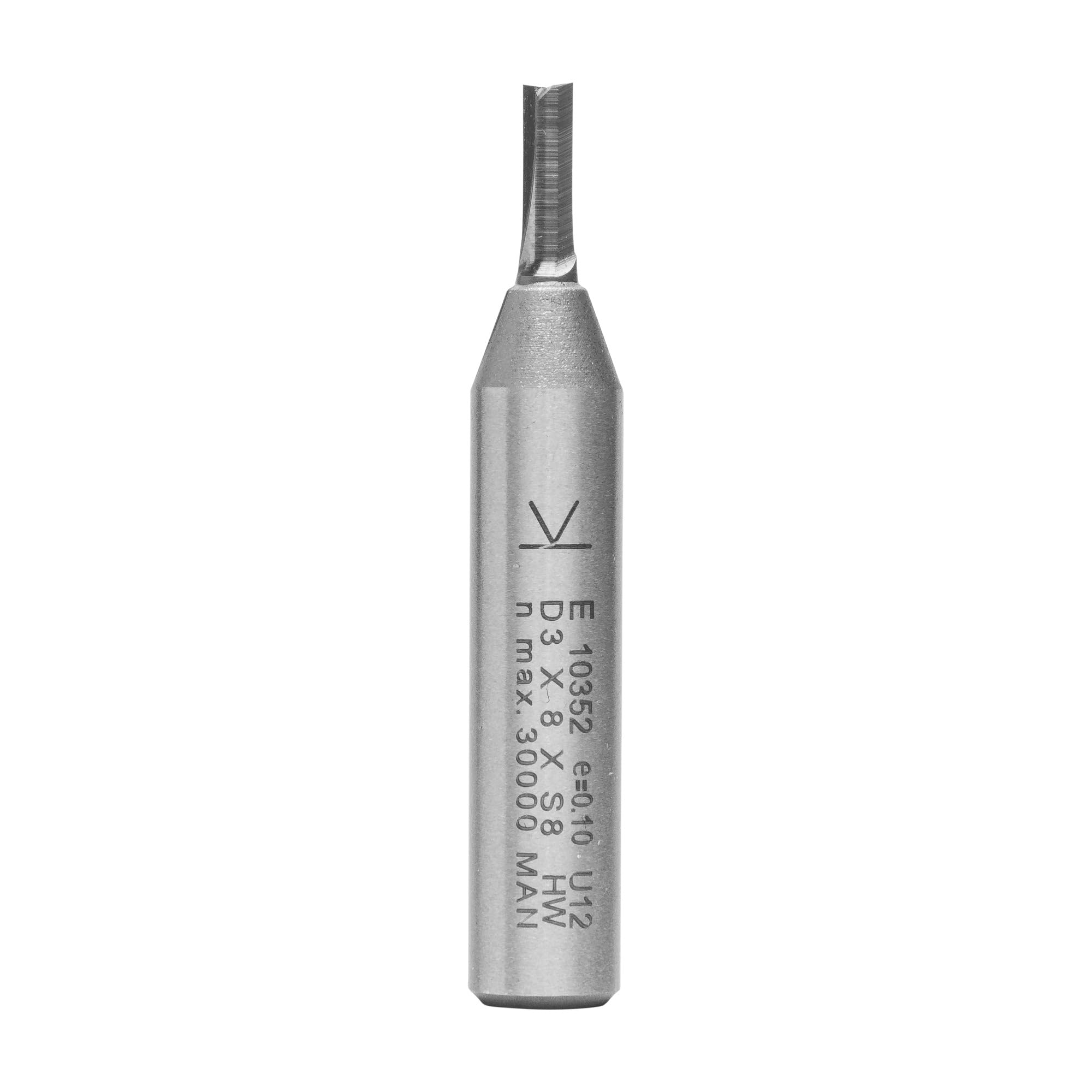 ENT 10352 Straight Cutter TC, Shank (S) 8 mm, Diameter (D) 3 mm, NL 8 mm, SL 32 mm, GL 45 mm, with Tungsten Carbide TC, Centre Tip โ image 1
